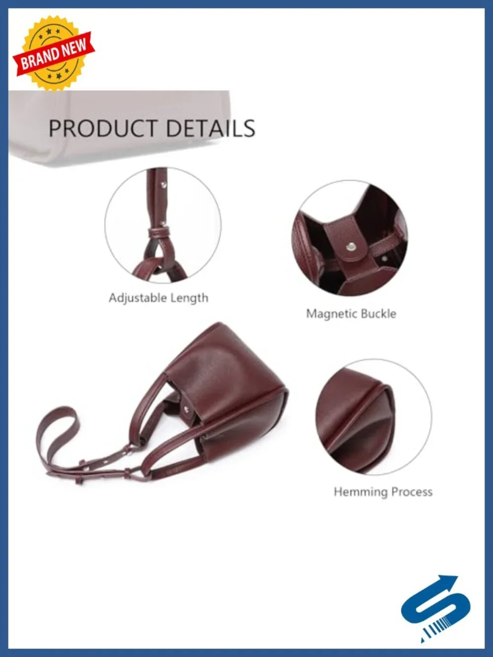 Mini Crossbody Purse - Small Faux Leather Bucket Bag with Zipper Top Handle